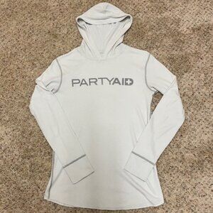 Partyaid White Waffle Weave Hooded Long Sleeve Pullover - S